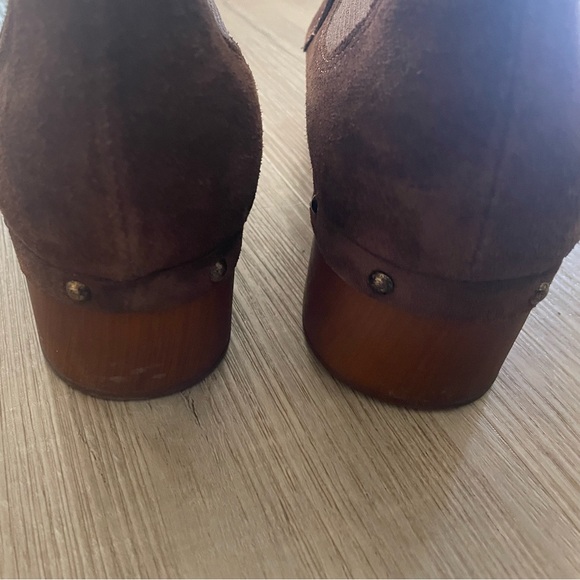 Italian brown suede clog style ankle boots in size 6 - Picture 3 of 6